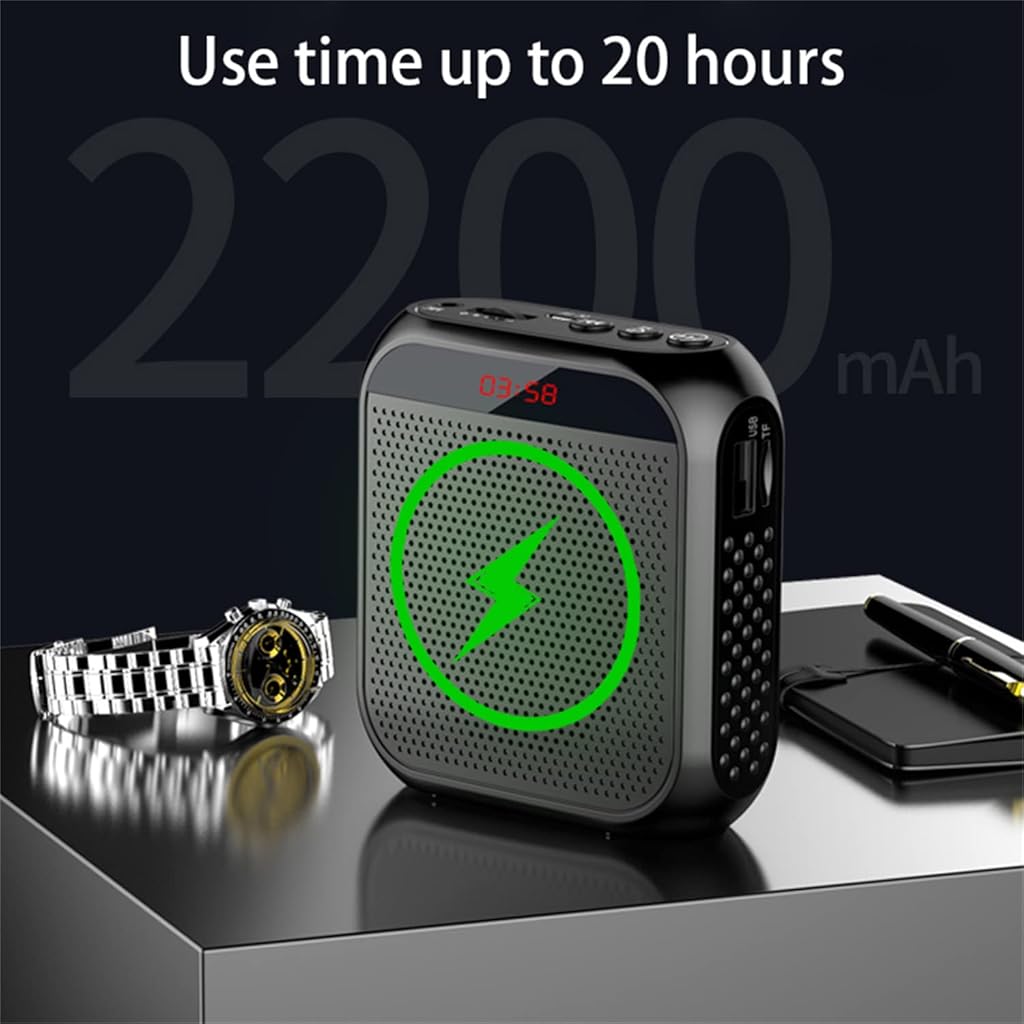 ZORBES® Voice Amplifier for Teachers Microphone Headset Set 2200 mAh with Support TF Card U Flash Disk Portable Tour Guide Coach Speaker Black 3 PCS