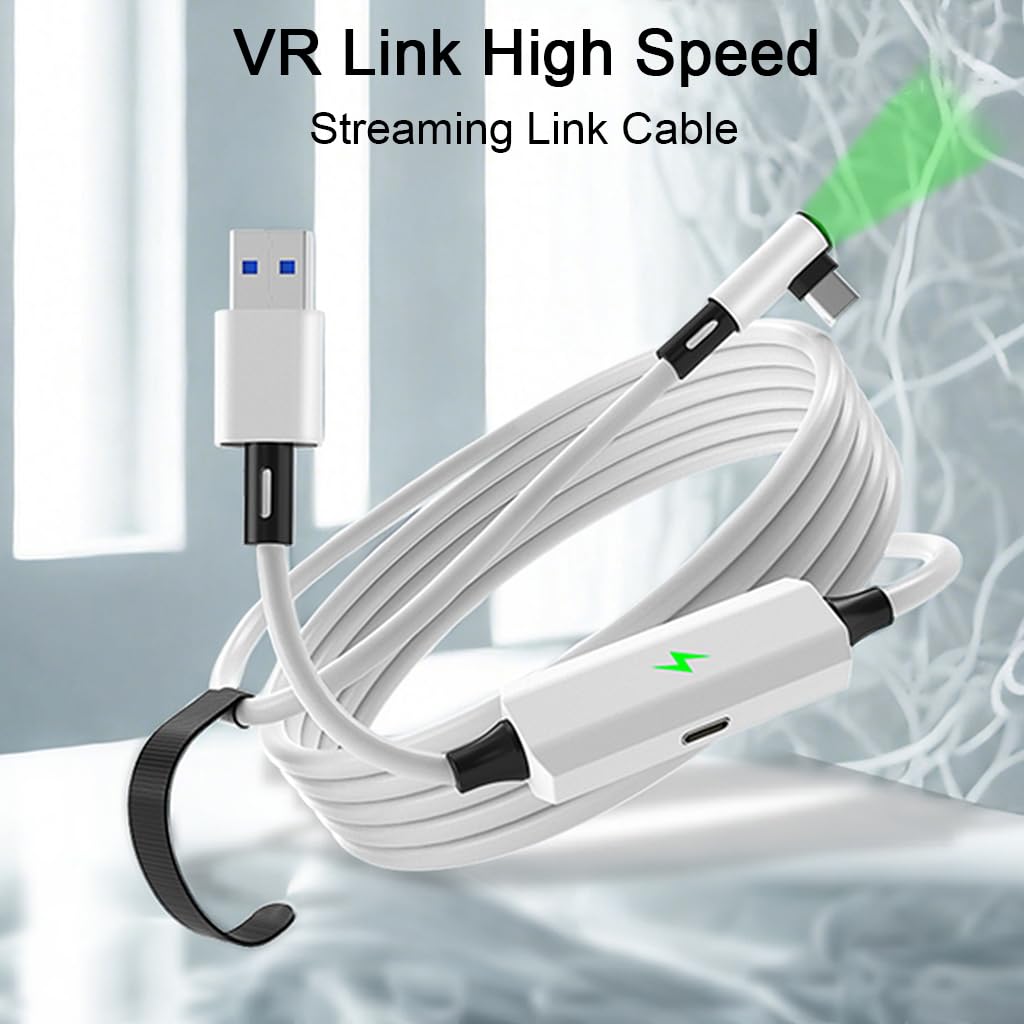 Verilux Link Cable for Meta Quest VR Headsets with 5Gbps Speed and L Shaped Connector | 5M Length