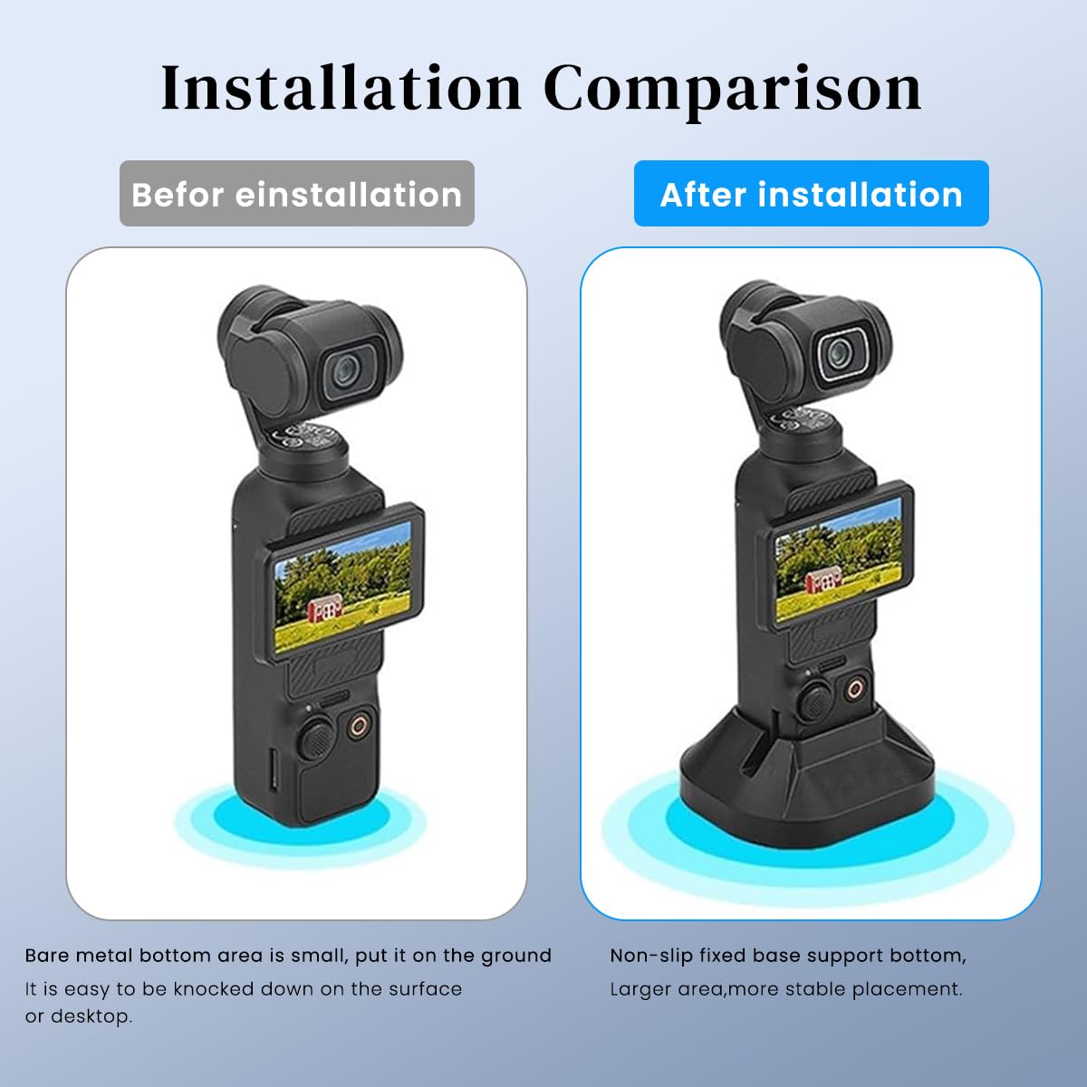 Verilux Stand Base for DJI OSMO Pocket 3 with Anti Slip Silicone Strip | ABS Desk Holder
