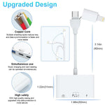 ZORBES® USB Hub for iPhone 5 in 1 USB 3.0 Hub USB C Hub with Light-ning Converter USB C Hub USB C to USB C Light-ning to USB C Multifunction Card Reader Support PD60W Fast Charging