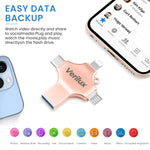 Verilux Flash Drive 64GB for Phone Pad and PC with 4 in 1 USB Type C Interface | Rose Gold