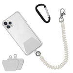 ZORBES® Phone Handstrap Phone Spring Hand Strap Set Quick Release Phone Handstrap Anti-Theft Retractable Phone Sling with 2 Self-Adhesive Inserts & Carabiner, Not Includes Phone Case, White