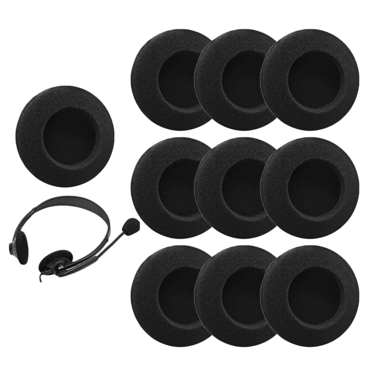 ZORBES® 55mm Headset Foam Ear Cushion Covers, Universal Replacement Earpads for Call Center, Office & Gaming Headphones, Soft Breathable Noise-Reducing Ear Pad Covers, 12 Pack