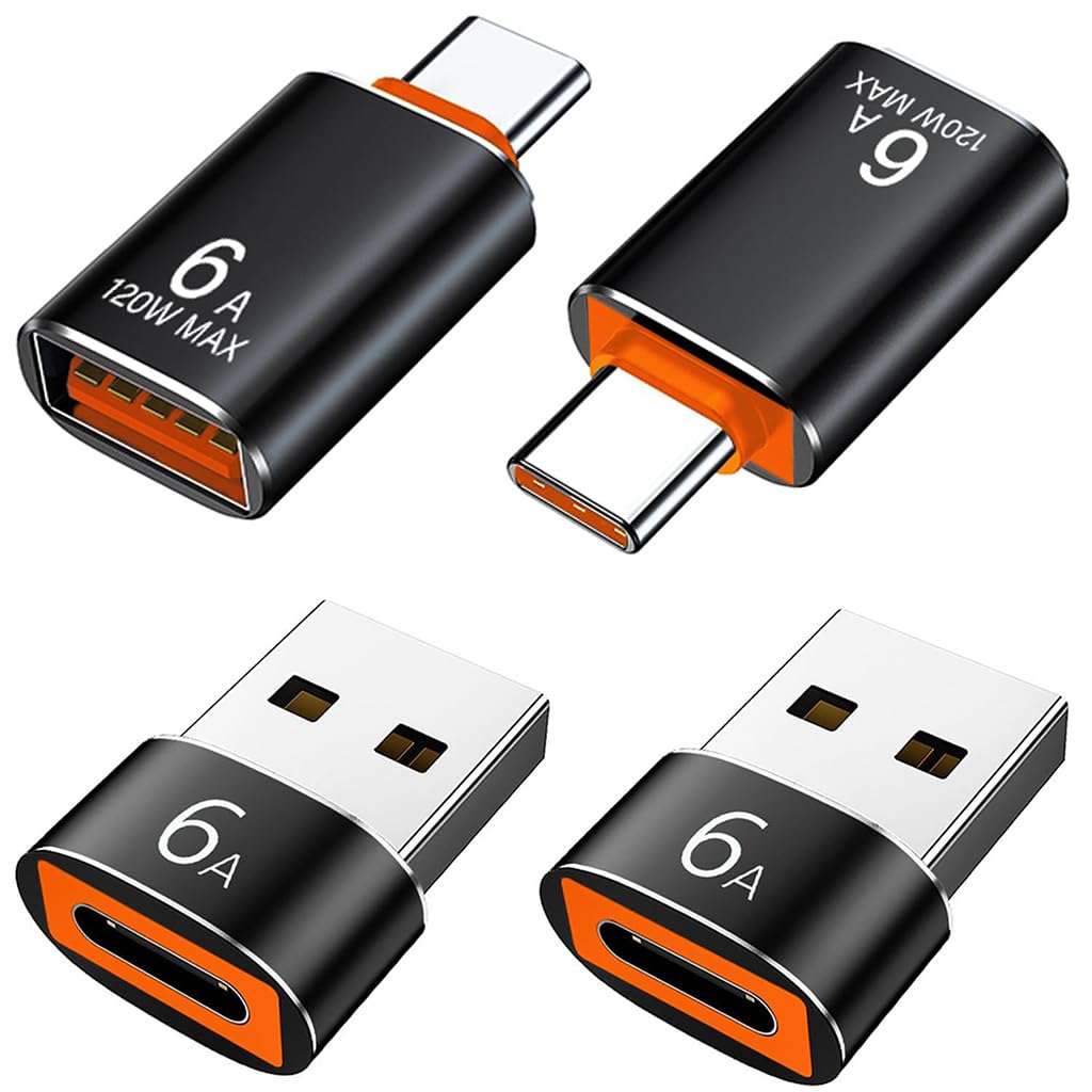Verilux USB to Type C Adapters 4 Pack for iPhone 15/16 with 10Gbps Data Transfer | OTG Charging Support