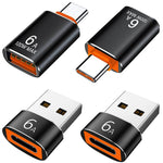 Verilux USB to Type C Adapters 4 Pack for iPhone 15/16 with 10Gbps Data Transfer | OTG Charging Support
