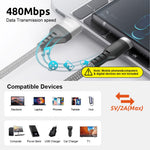 Verilux Type C Charging Cable 10ft 62W PD Fast Charge with Nylon Braid | 480Mbps Data Transfer