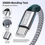 Verilux Type C to Type C Cable for Fast Charging with 60W PD and 8M Nylon Braided Design