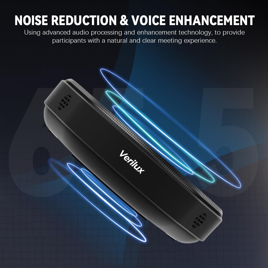 Verilux Conference Microphone for Home Office with 4 Mics 360° Pickup up to 5m | Dual Noise Cancelling
