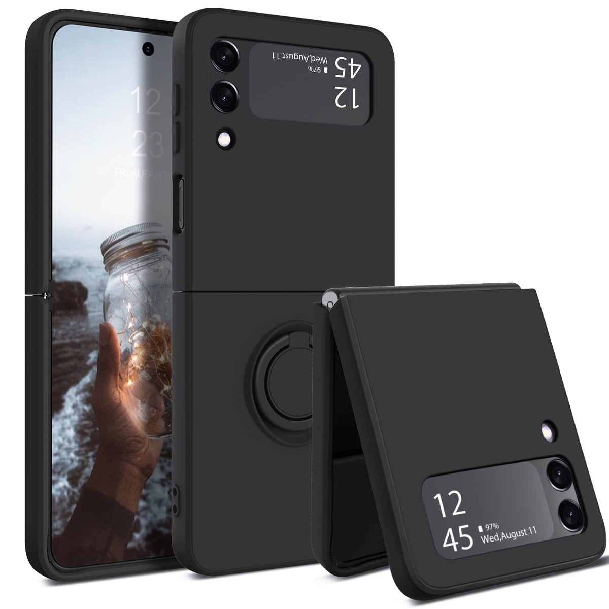 ZORBES® Phone Case for Samsung Galaxy Z Flip 3 5G Black(Only Phone Case)