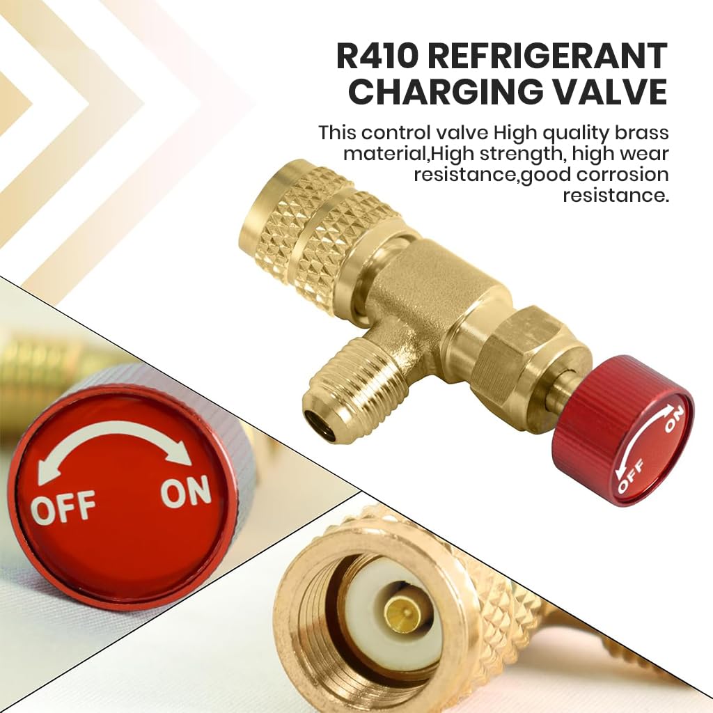 Serplex® Multifunctional R22/R410A Refrigeration Charging Adapter, Air Conditioning Charging Valve 1/4" SAE Male To 5/16"SAE Famale Safety Adaptor