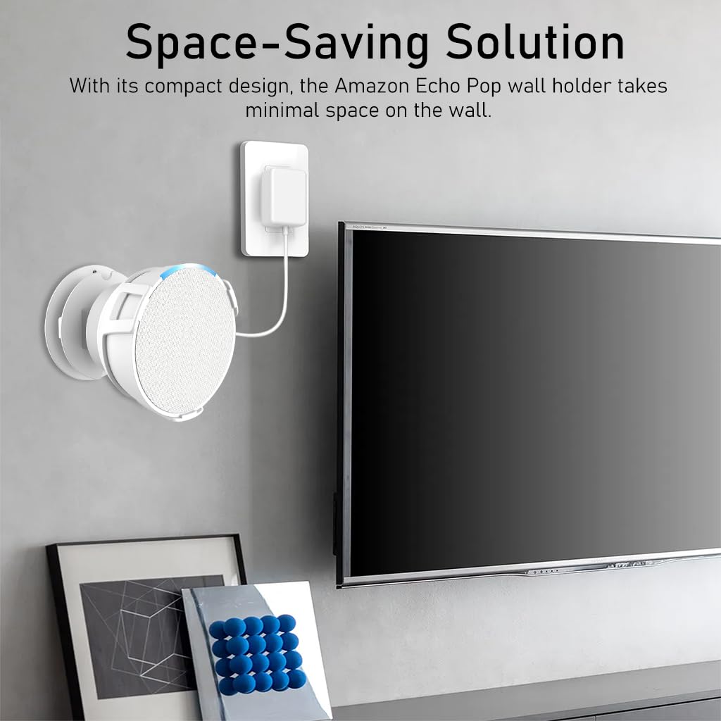 Zeitel® Adjustable Echo Pop Wall Mount - Durable Holder with Cable Organizer, Space Efficient Design for Echo Pop, Secure & Easy Installation, Echo Pop Accessory with Enhanced Sound Quality