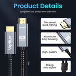 Verilux HDMI Cable 3M 48Gbps High Speed for 4K 120Hz and 8K 60Hz Devices | Nylon Braided