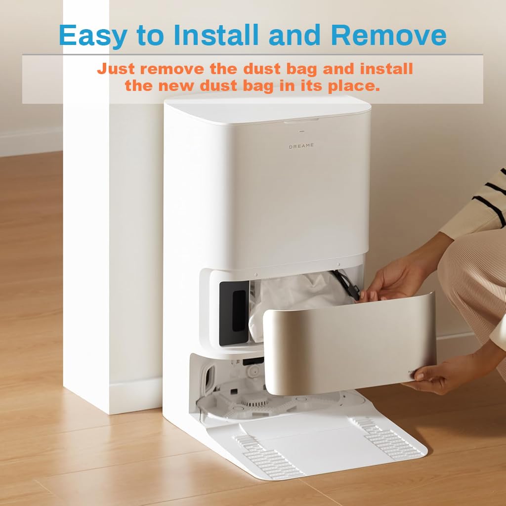 Verilux® 4Pcs Dust Bags for Dreame L10s Pro Ultra Vacuum Cleaner Replacement Dust Bags Superior Filtration Capabilities Large Dust Bags for Dreame L10s Pro, 196x108x139mm