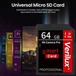 Verilux 64GB Camera Pro SD Card for 4K UHD Video with 80MB/s Transfer Speed | SDXC Memory