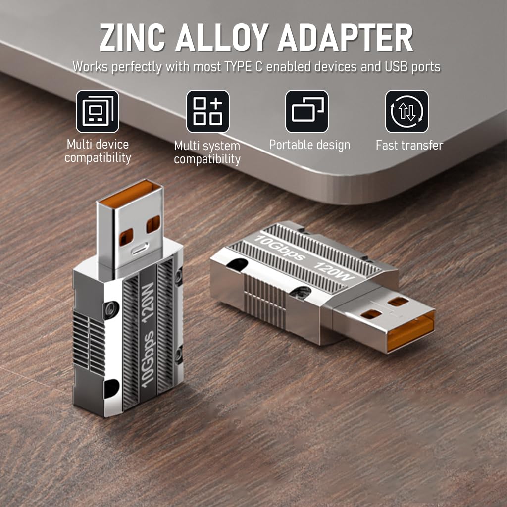 Verilux USB C to USB A OTG Adapter for Data Transfer featuring 120W Fast Charging Zinc Alloy
