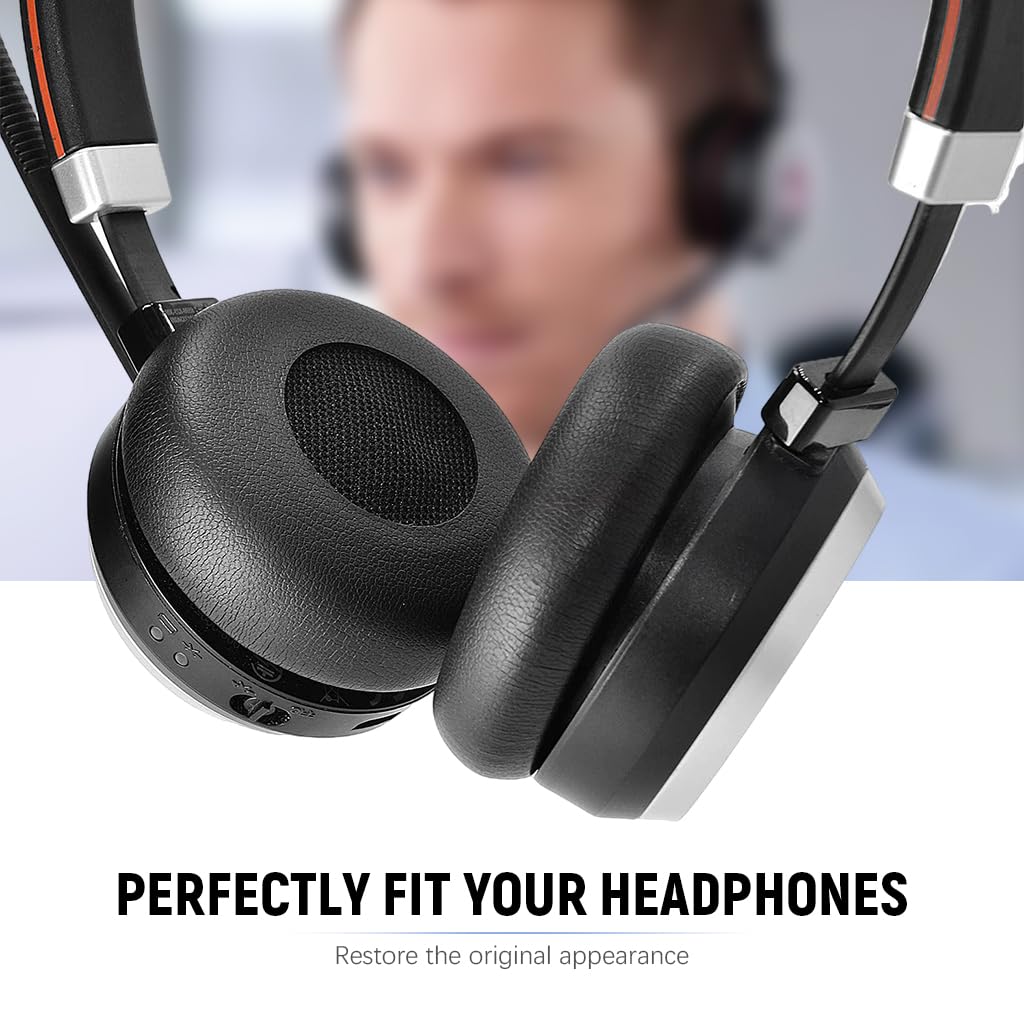ZORBES® Replacement Ear Pads Cushions for Jabra Evolve 65/40/ 30/20 Headphones, Softer Protein Leather Earpads for Jabra Evolve Evolve2 20 /20se /30 /30II/ 40/65/ 65+ Headset