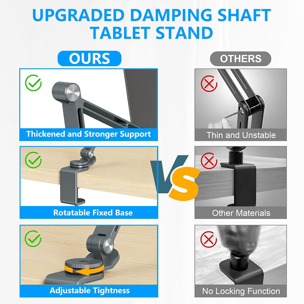 ZORBES® 360 ° Rotatable Desk Phone Stand Tablet Holder Mount, Mobile Screw Clip Metal Phone Mount, Flexible Metal Arm Design, Compatible with Tablets, Phones or 4-15.6" Device