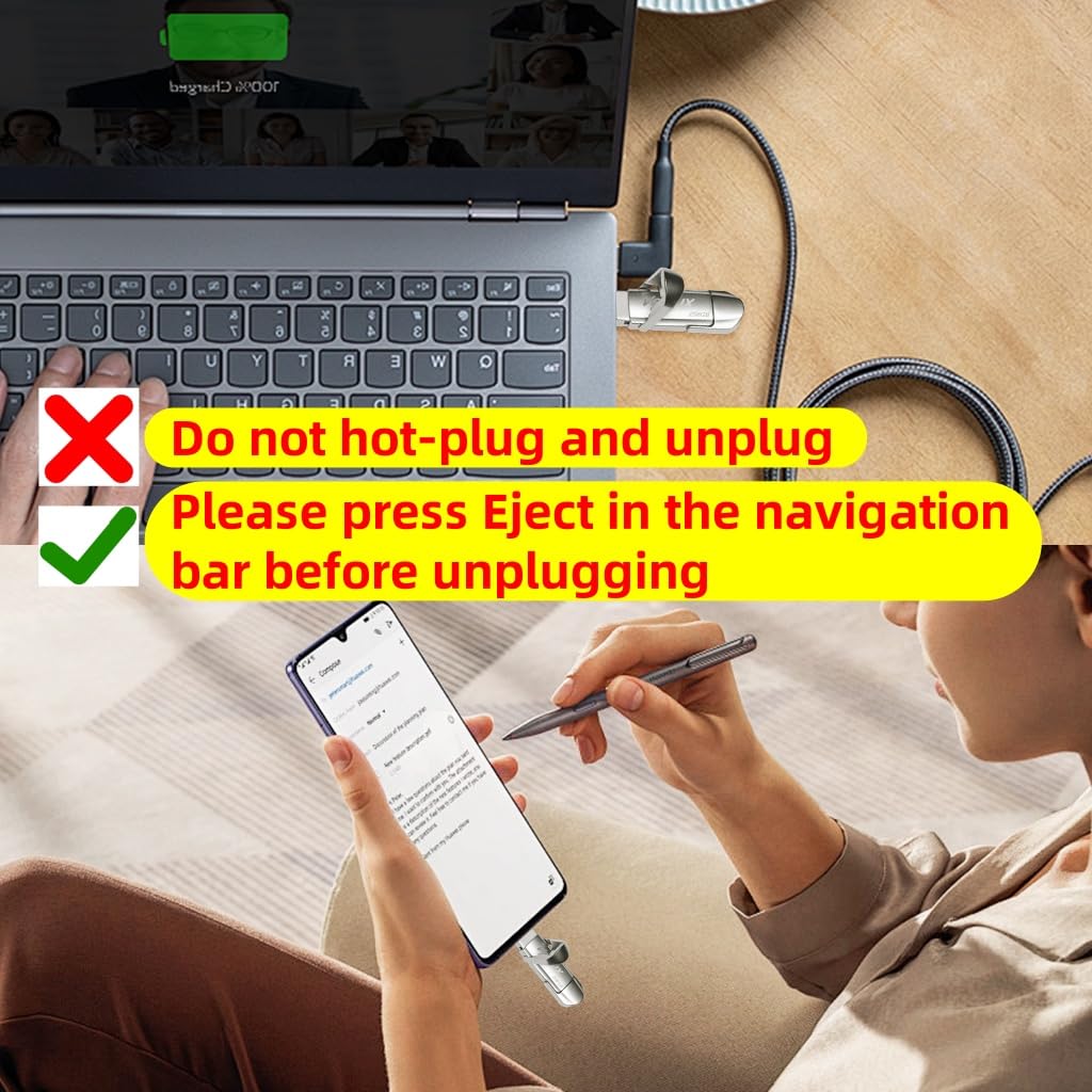Verilux Pendrive 256GB for iPhone iPad Android PC with Dual USB C and A Ports | Frosted Metal Design