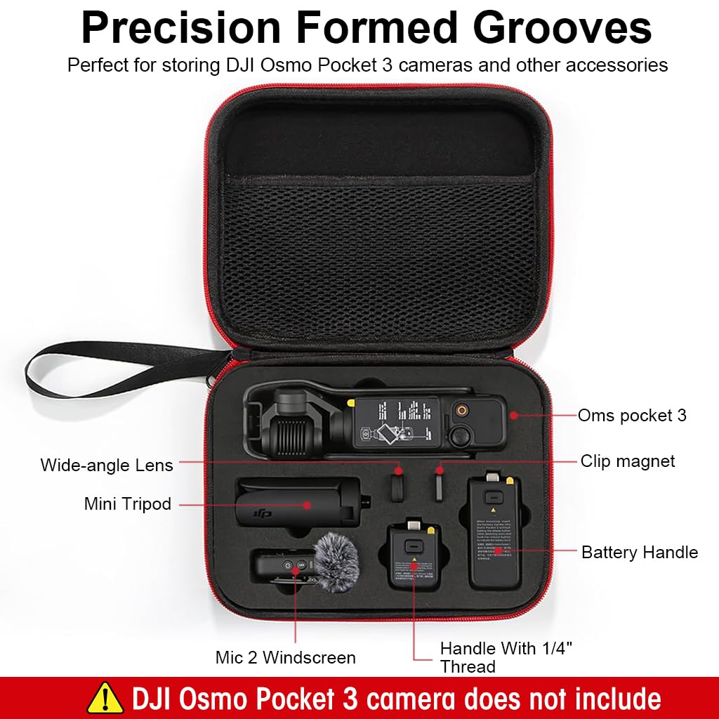Verilux Carrying Case for DJI Osmo Pocket 3 Camera with Hand Strap and Polyurethane 3PCS