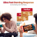 Verilux microSDXC Memory Card 64GB for 4K UHD Video with 80MB/s Read Speed | Waterproof