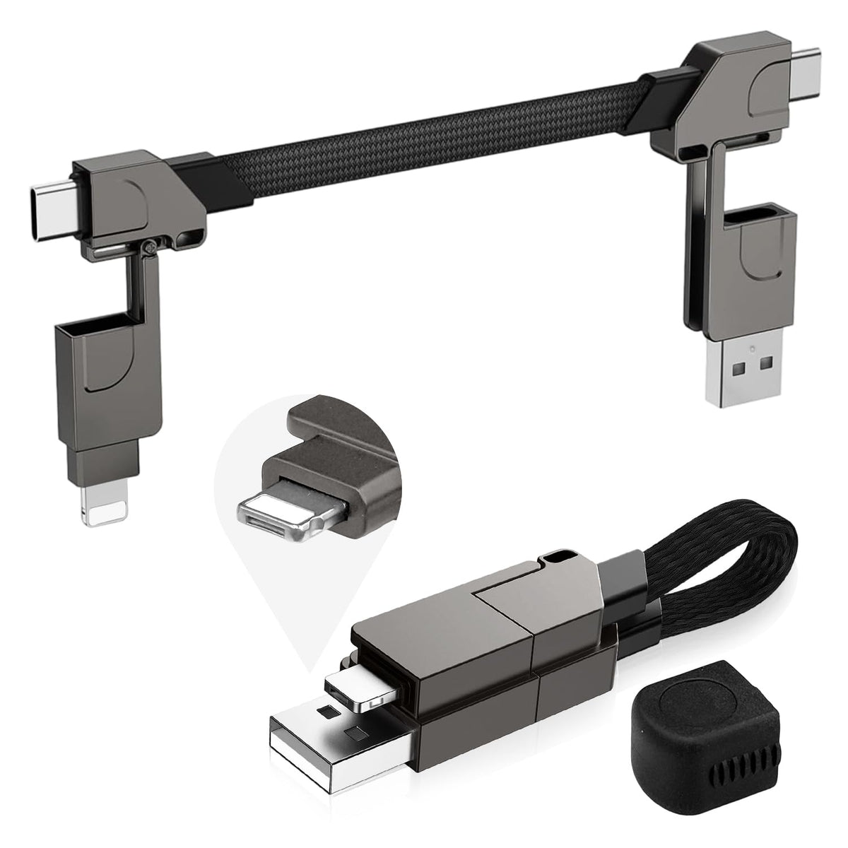 Verilux 6 in 1 Type C Charging Cable for iPhone and Android with 100W PD | Magnetic Foldable Zinc Alloy Design