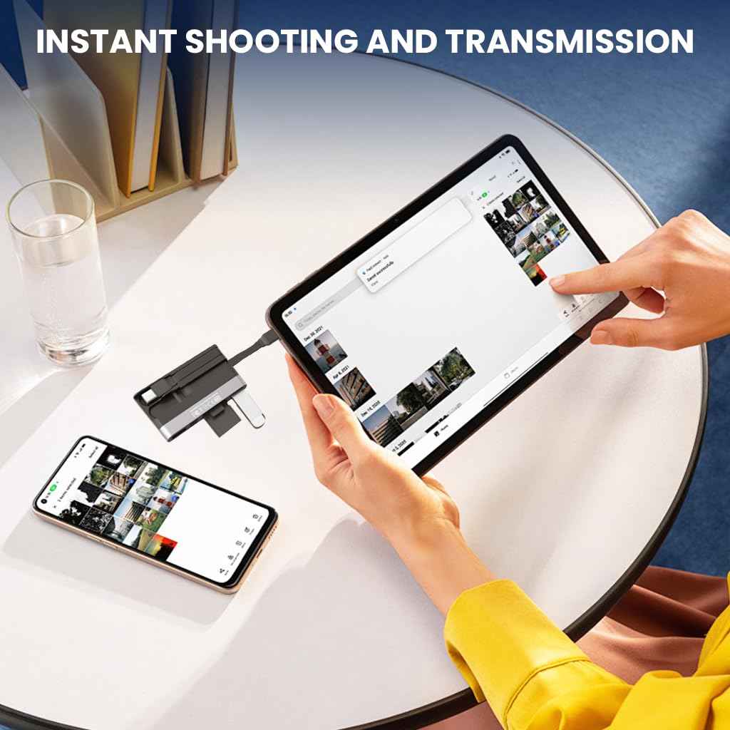 Verilux USB Hub Card Reader for iPhone and Laptop with 6 in 1 Ports featuring Dual PD Charging | Compact Portable Design