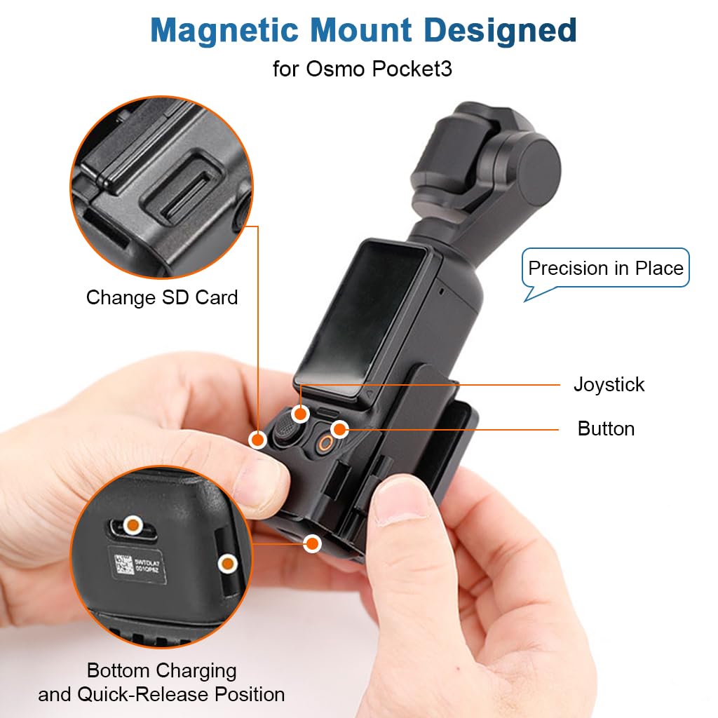 ZORBES® Compatible with D-JI, Magnetic Wall Mount Folding Bracket for Pocket 3 Action Camera, Adjustable Magnetic Wall Holder, Ultra Strong Magnetic Base, Portable Outdoor Filming Accessories
