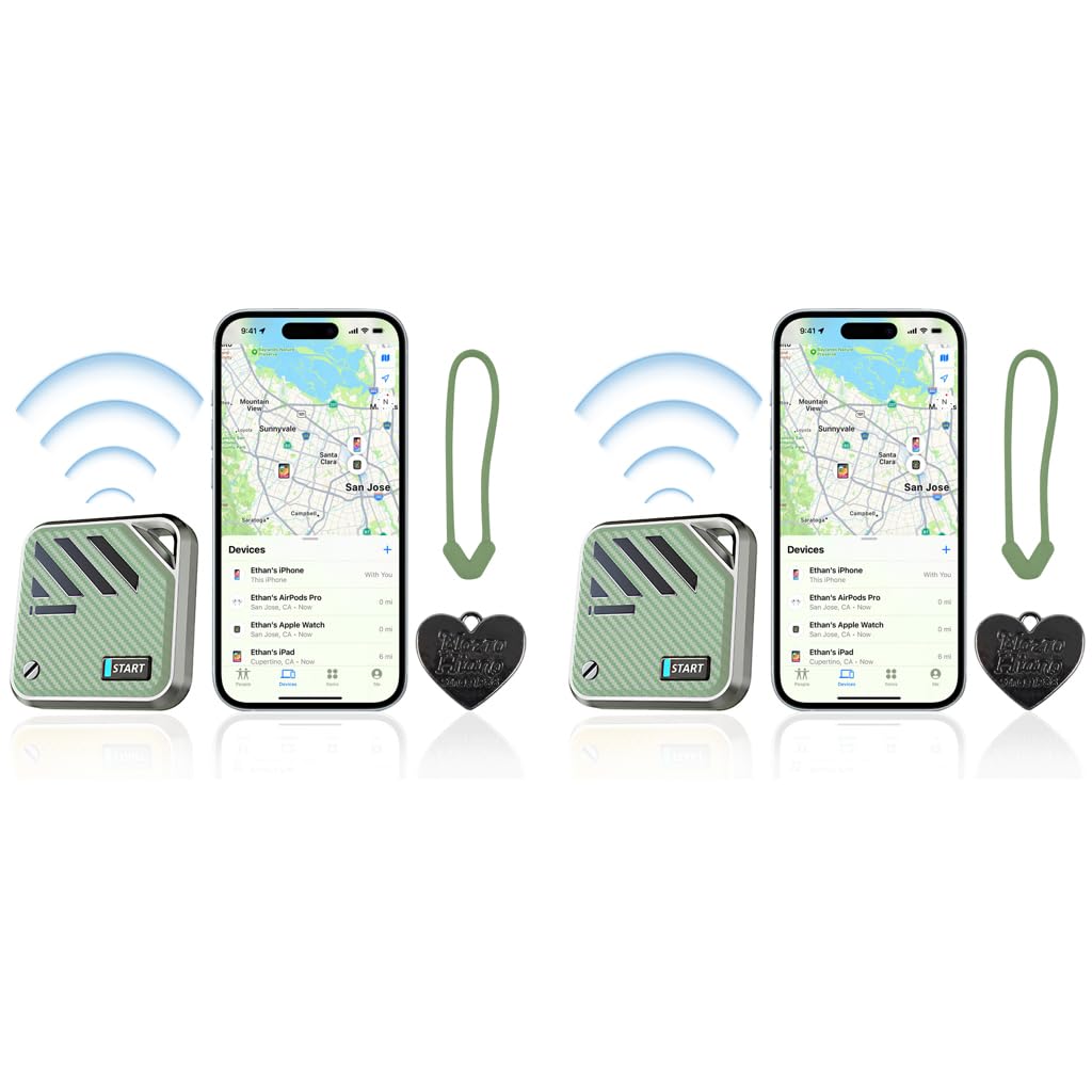 Verilux Air Bluetooth Tracker for Keys and Kids with 3.2x3.2x0.94 cm Compact Design | 2PCS Magnetic Green