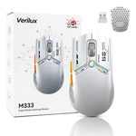 Verilux Wireless Gaming Mouse for Esports with 12000 DPI Sensor and Swappable Shells | White