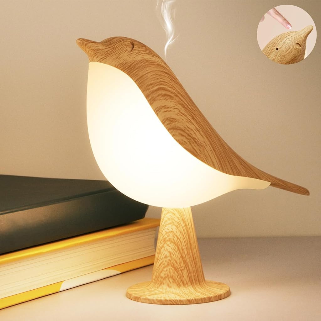 Verilux Desk Lamp for Home Decor with 1800mAh USB Rechargeable Battery | 3 Color LED Bird Aromatherapy Light
