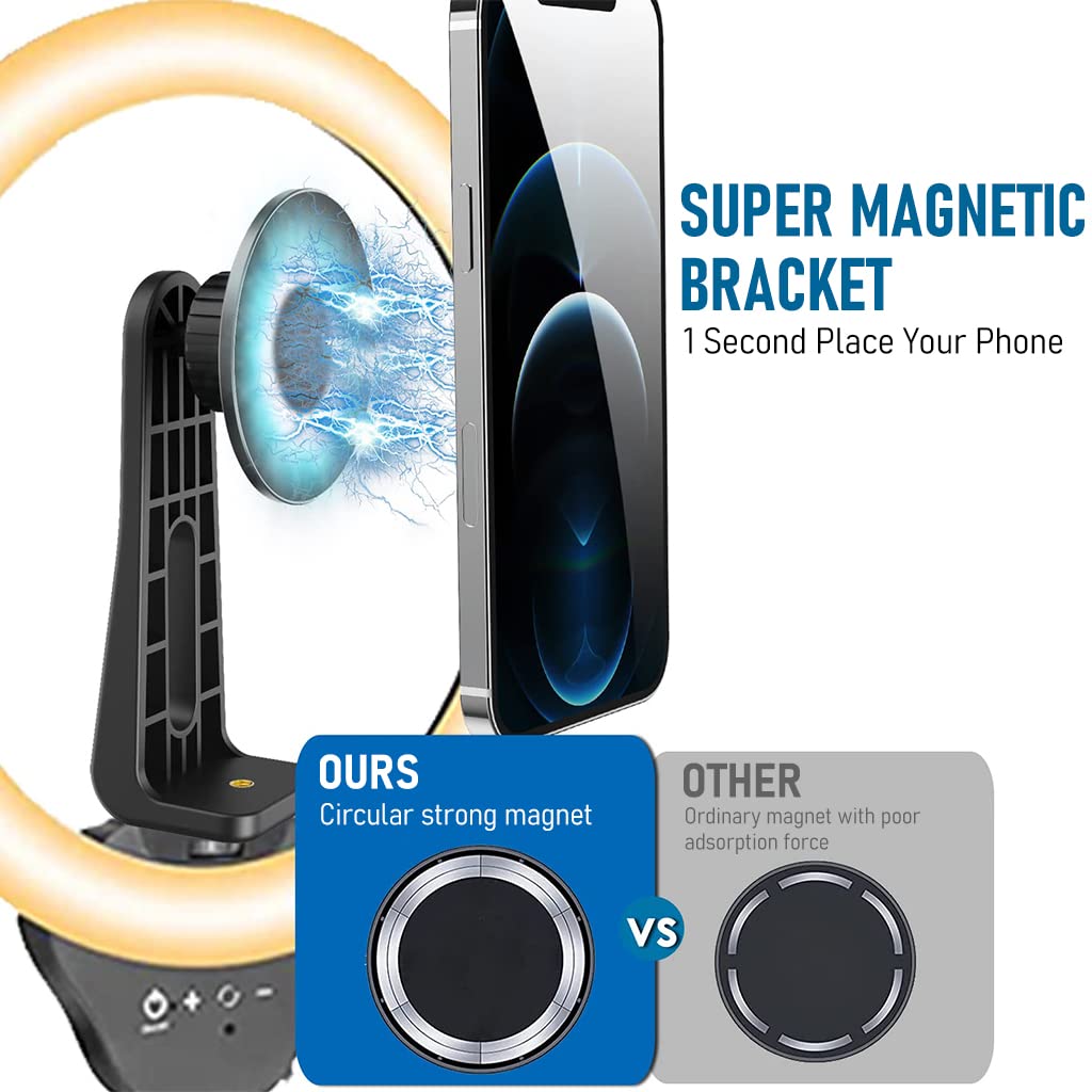 ZORBES® Magnetic Tripod Mount Holder for MagSafe Phone Magnetic Tripod Mount Adapter, 360° Rotatable Stand for iPhone 14/13/12 Smartphone Clip Adapter Magnetic Phone Tripod Mount (No Include Tripod)
