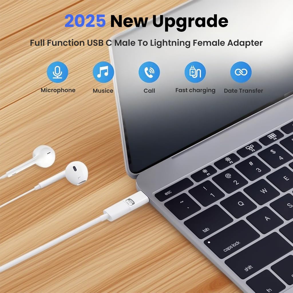 Verilux Light-ning to Type C Earphone Converter for iPhone 16/15 with PD 45W Fast Charging | HIFI Audio