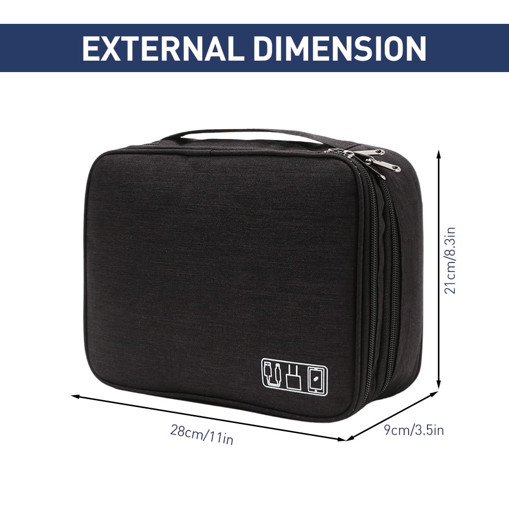 Verilux Electronics Organizer Travel Case for Cables and Devices featuring Triple Layer Pouch Design