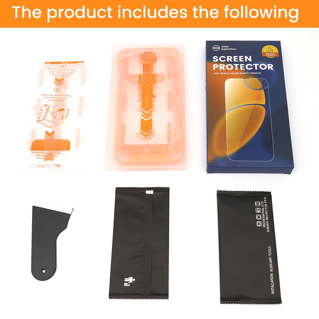 ZORBES® Compatible with iPhone 13 2pcs HD Screen Protectors Anti-Scratch Tempered Glass Screen Protector with Screen Alignment Tool & Accessories Pack