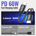 Verilux Type C to Type C Cable for Fast Charging with 5m Length and Nylon Braided Design