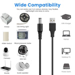 Verilux® USB to DC 5V Power Cord, Universal DC 5.5x2.1mm Plug Jack Charging Cable with 10 Connector Tips(5.5x2.5, 4.8x1.7, 4.0x1.7, 4.0x1.35, 3.5x1.35, 3.0x1.1, 2.5x0.7, Micro USB, Type-C, Mini USB)