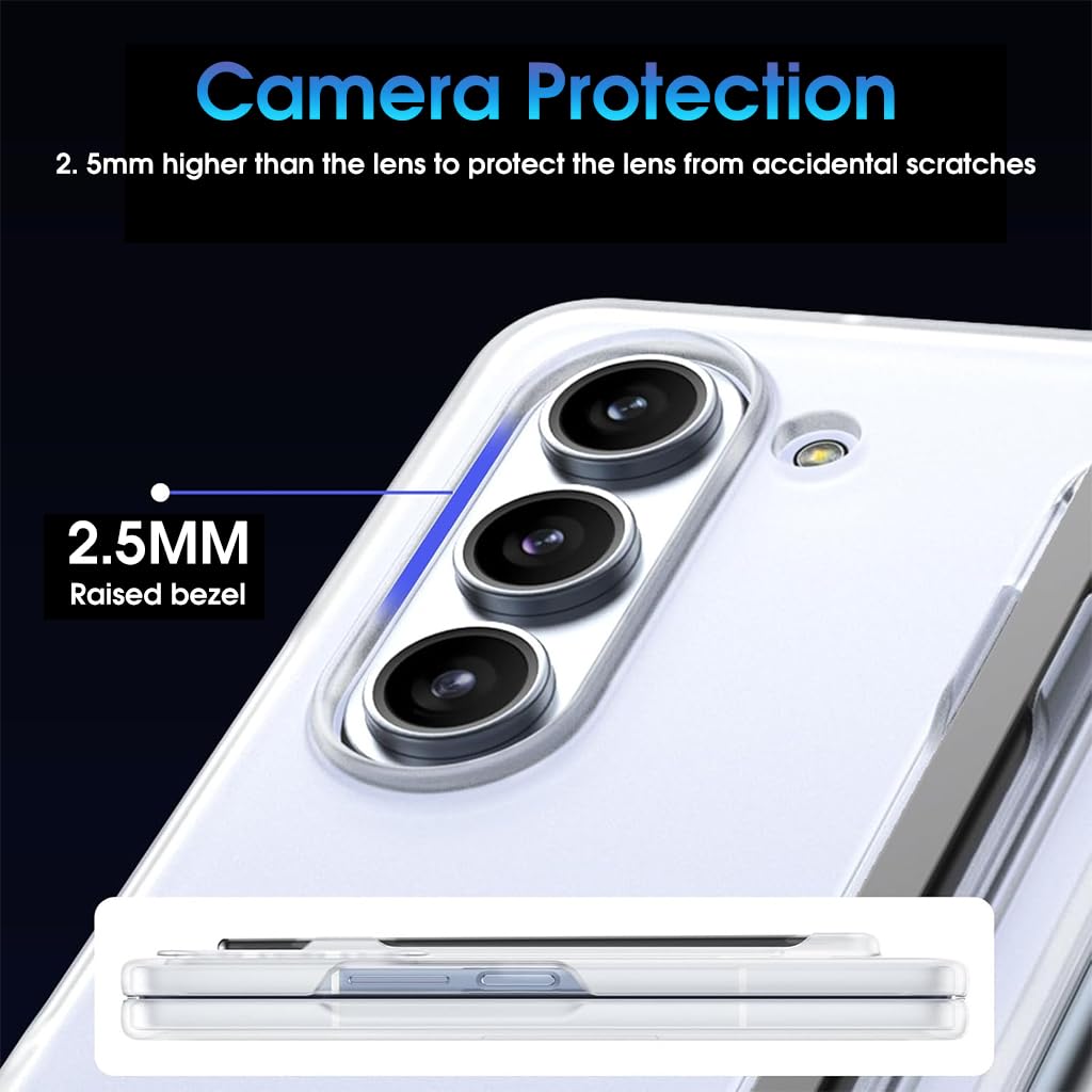 ZORBES® Phone Case for Samsung Galaxy Z Fold 5 Fashion Bi-fold One-Piece PC Phone Case with HD Transparent 6.3-inch Front Display Cover & Intergrated S Pen Holder