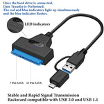 ZORBES® USB 3.0 to SATA Adapter Cable for 2.5" SSD HDD Drives, USB 3.0 / Type-C to SATA Cable for 2.5-Inch SATA I/II/III Hard Drive, Support UASP SATA III
