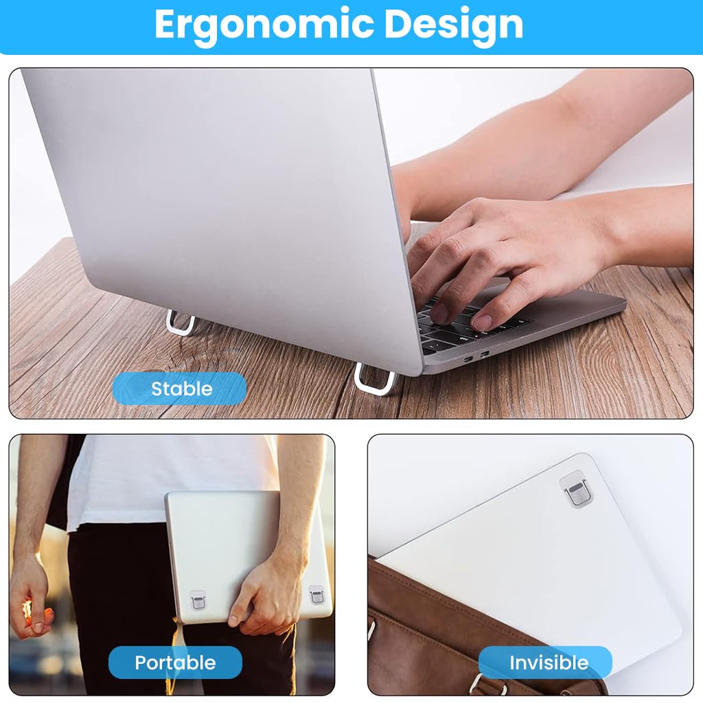 ZORBES® 2PCS Foldable Laptop Feet with Anti-slip Silicone-Silver
