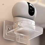 ZORBES® Wall Mounted Security Camera Holder Tray, Clear Acrylic No Drill Wall Baby Monitor Mount with Cable Open, 10x10.5cm