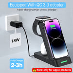 ZORBES® Charging Station for iPhone, for Airpods, for iwatch, 3-in-1 Charger Station with Power Adapter, Fast Wireless Charger Stand for 14/13/12/11/iPhone X/SE Series, Airpods, AirPods Pro, iwatch