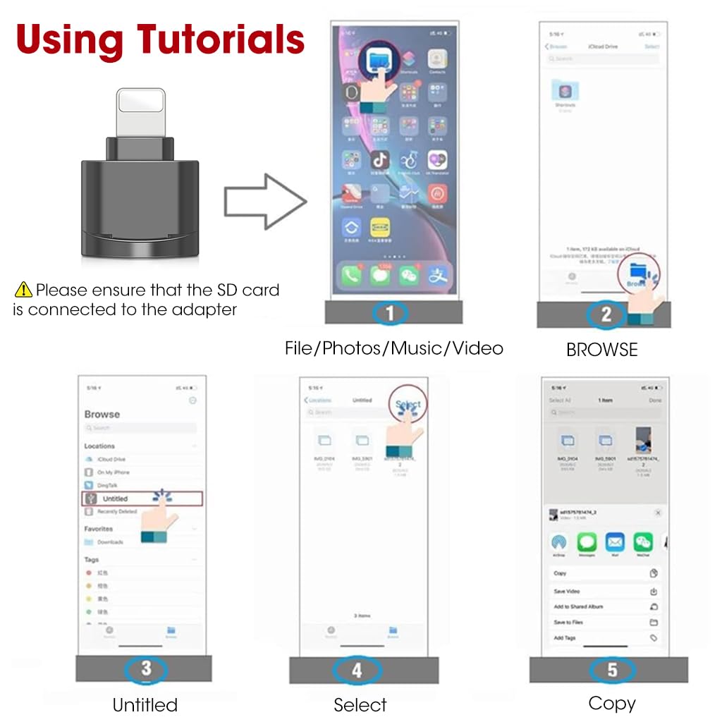 Verilux Micro SD Card Reader for iPhone and iPad featuring Plug and Play Design | TF Memory Adapter