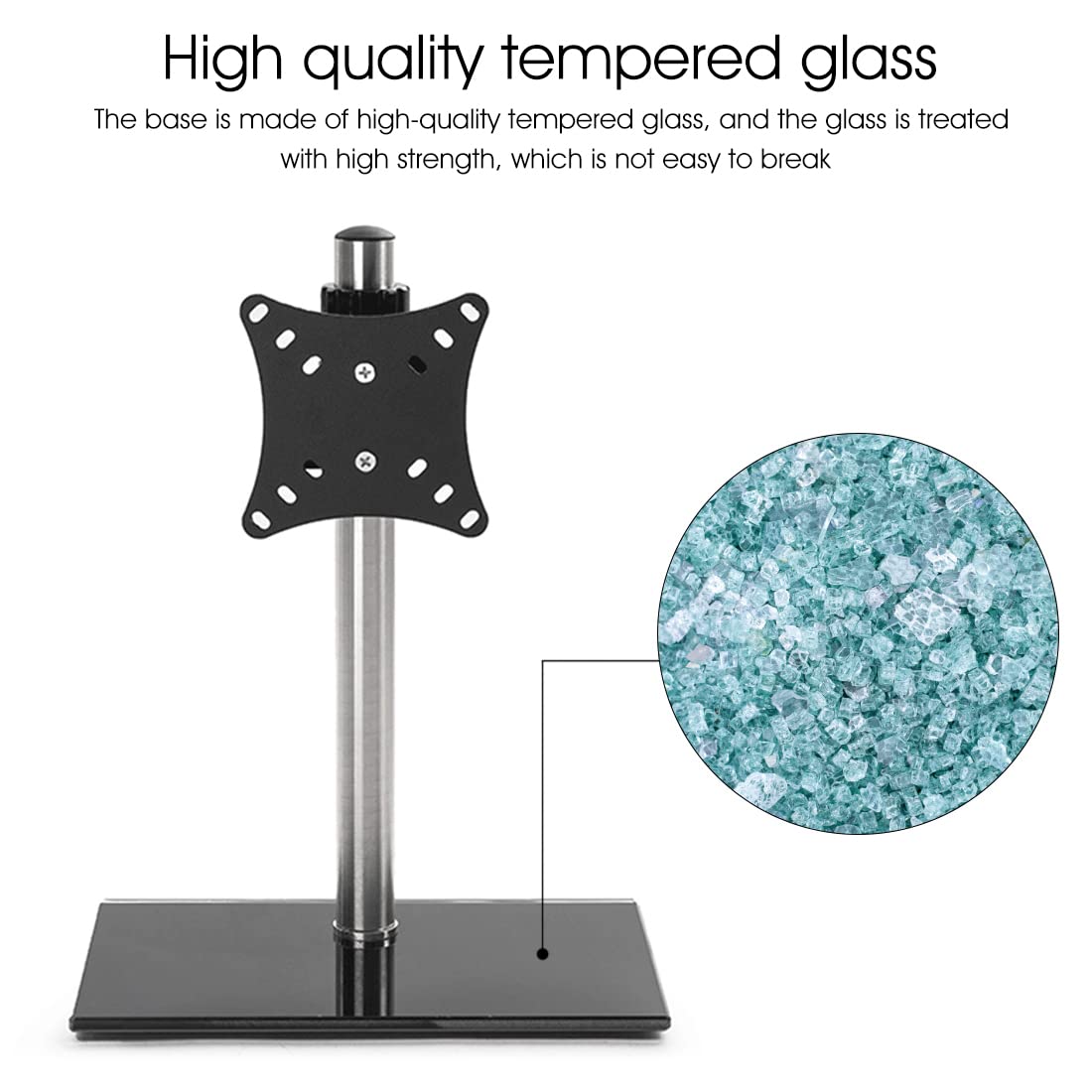 ZORBES® Monitor Stand,for Desk Monitor Stand for Table 13 to 37 inch Desk Monitor Stand Freestanding VESA Steel Monitor Stand Tempered Glass Base