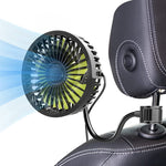 Verilux USB Fan for Car Back Seat with 3 Speed Flexible Arm and Headrest Mount | Plug and Play