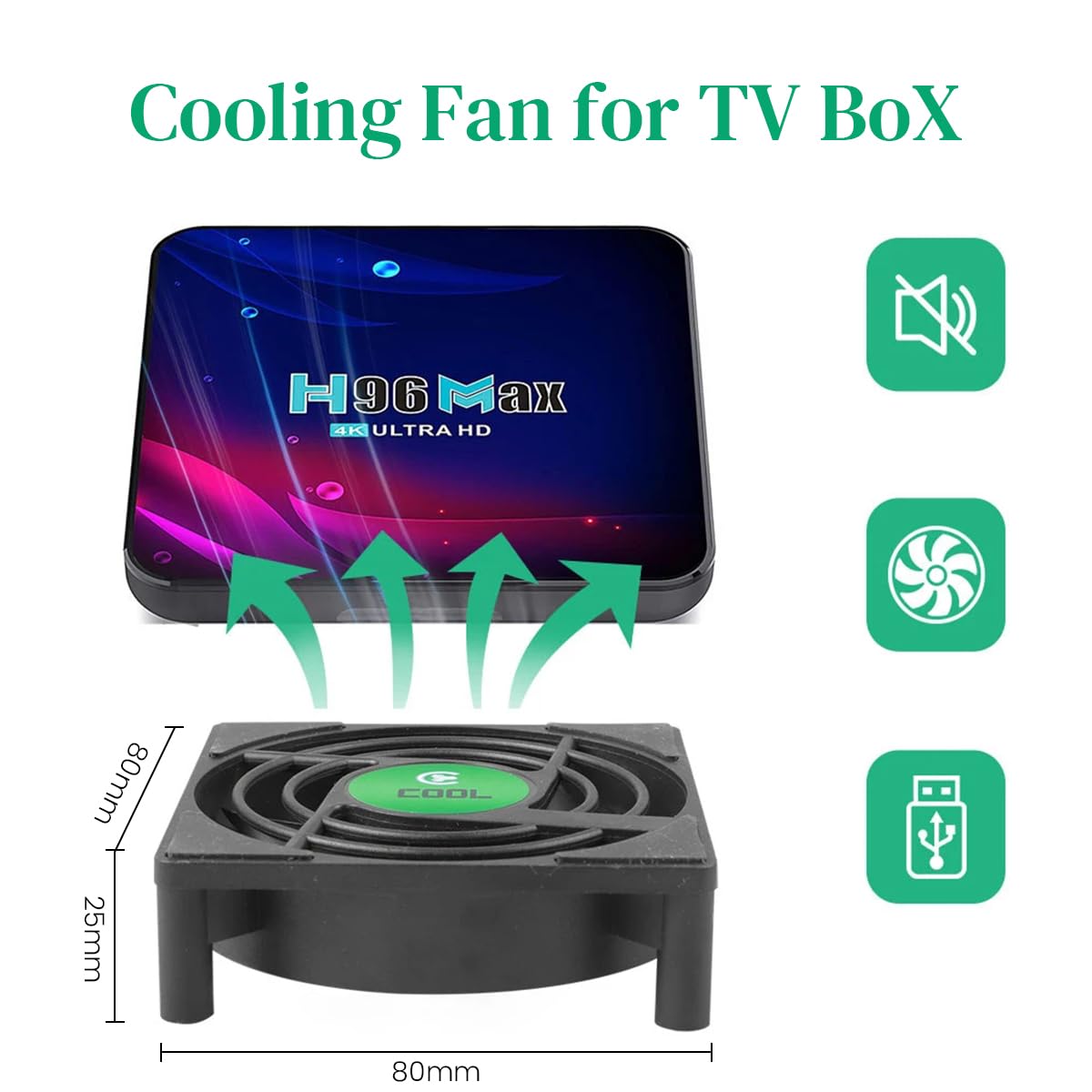 Verilux® CPU Cooling Fan with Heatsink, 3.3 Inches CPU Fan 5V USB Power Radiator Mini Cooling Fan TV Box Cooling Fan TV Silent Quiet Cooler CPU Cooler Radiator for TV Box