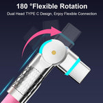 ZORBES® 240W Type C Cable Fast Charging with LED, 9.8Ft 180 Degree No Tangle PVC C Type Charger Cable with 480Mbps Data Transmission USB C for iPhone 17/17 Pro/17 Pro Max/16/15, Galaxy S25/S24, Pink
