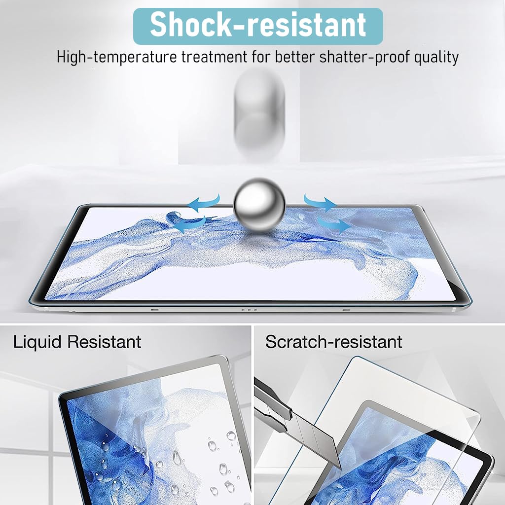 ZORBES® 2 Pack Tempered Glass Screen Protector HD Anti-glare Screen Film Guard for Samsung Galaxy Tab S8 Plus 2022 / Tab S7 FE 2021 / Tab S7 Plus 2020 Release SM-T970 SM-T975 SM-T976, 12.4 Inch