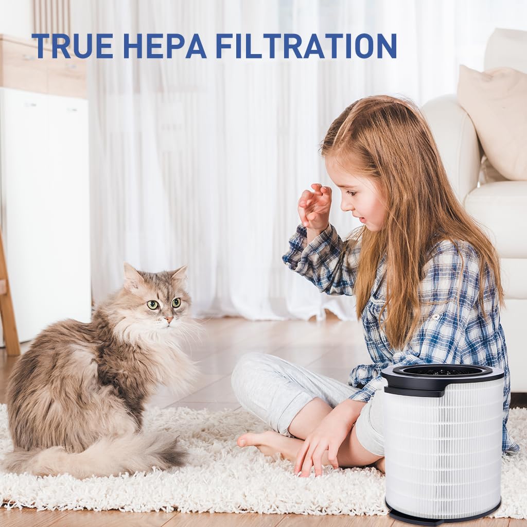 Verilux® Ture HEPA Filter Replacement Ture HEPA Filter for Philips 1000i Series Air Purifier Universal Cylindrical HEPA Filter Compatible with AC1715/70, AC1715/41, AC1715/30, Part FY1700/30