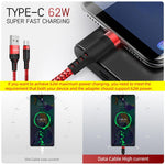 Verilux USB C Cable 10ft for Fast Charging and 480Mbps Data | Nylon Braided 62W PD