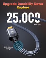 Verilux 8K HDMI Cable for TV and Gaming featuring 48Gbps Transfer & 9.8 ft Nylon Braid